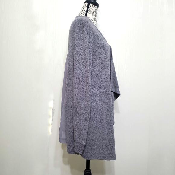 Juicy Couture Grey Open Drape Cardigan Sheer Back Panel Long Sleeve Medium - Picture 3 of 9